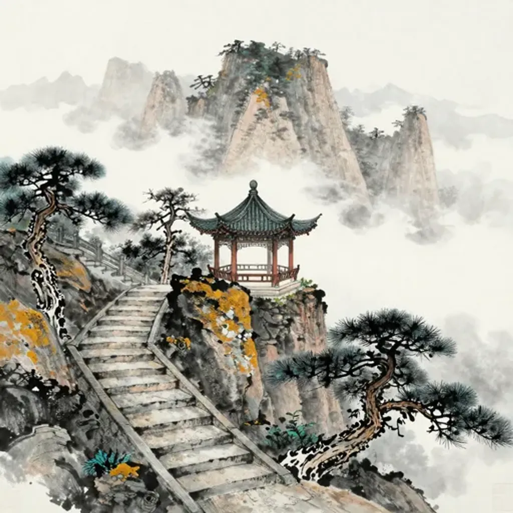 Yilin ink brush artwork: Modesty to The Well