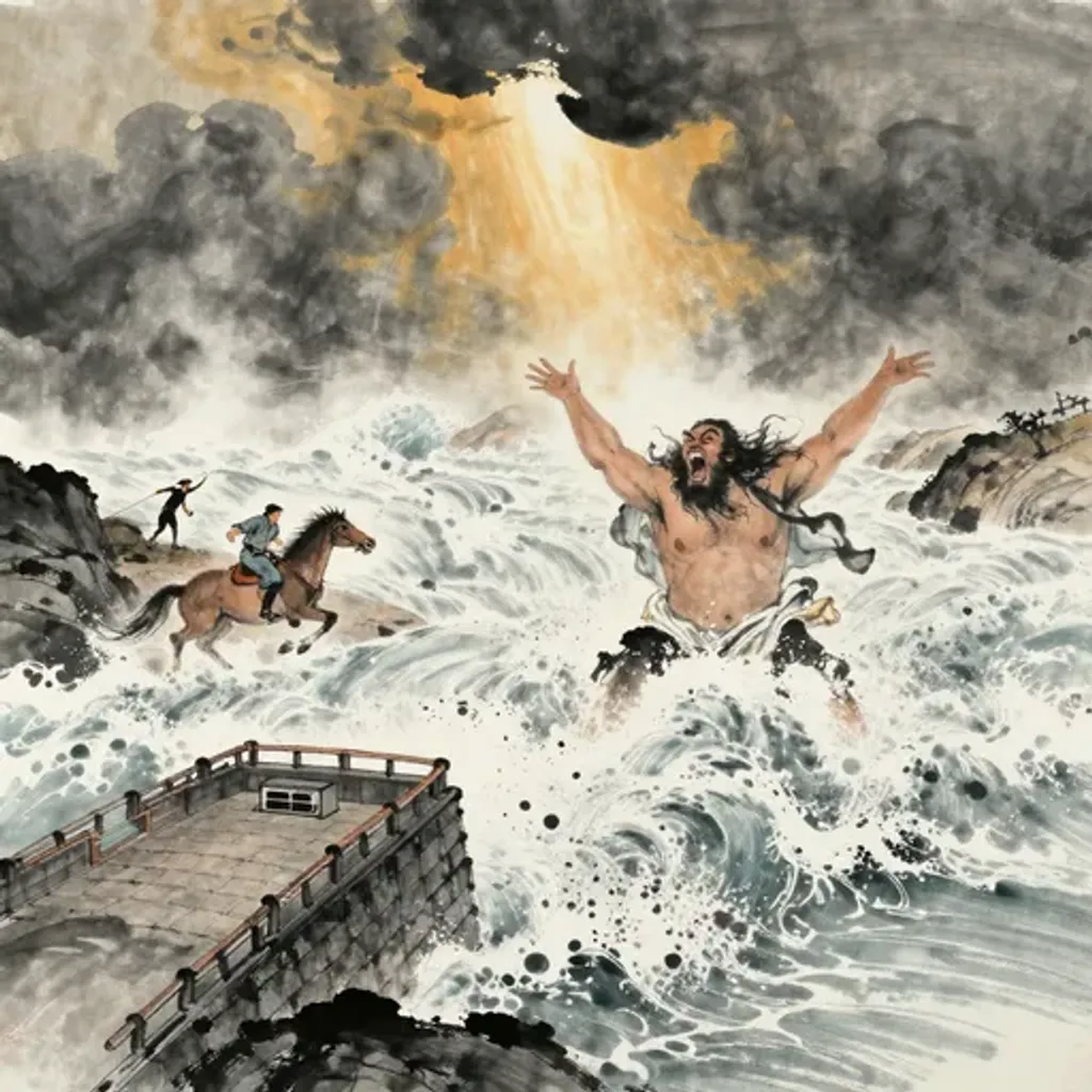 Yilin ink brush artwork: Coming to Meet