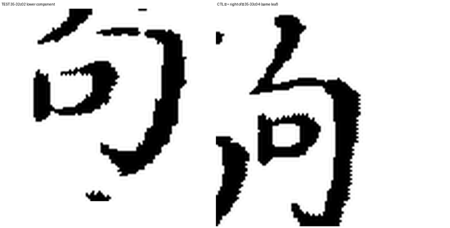 A character component magnified beside its control from the same column